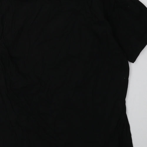 mero chita Womens Black Geometric Cotton Basic T-Shirt Size M Crew Neck