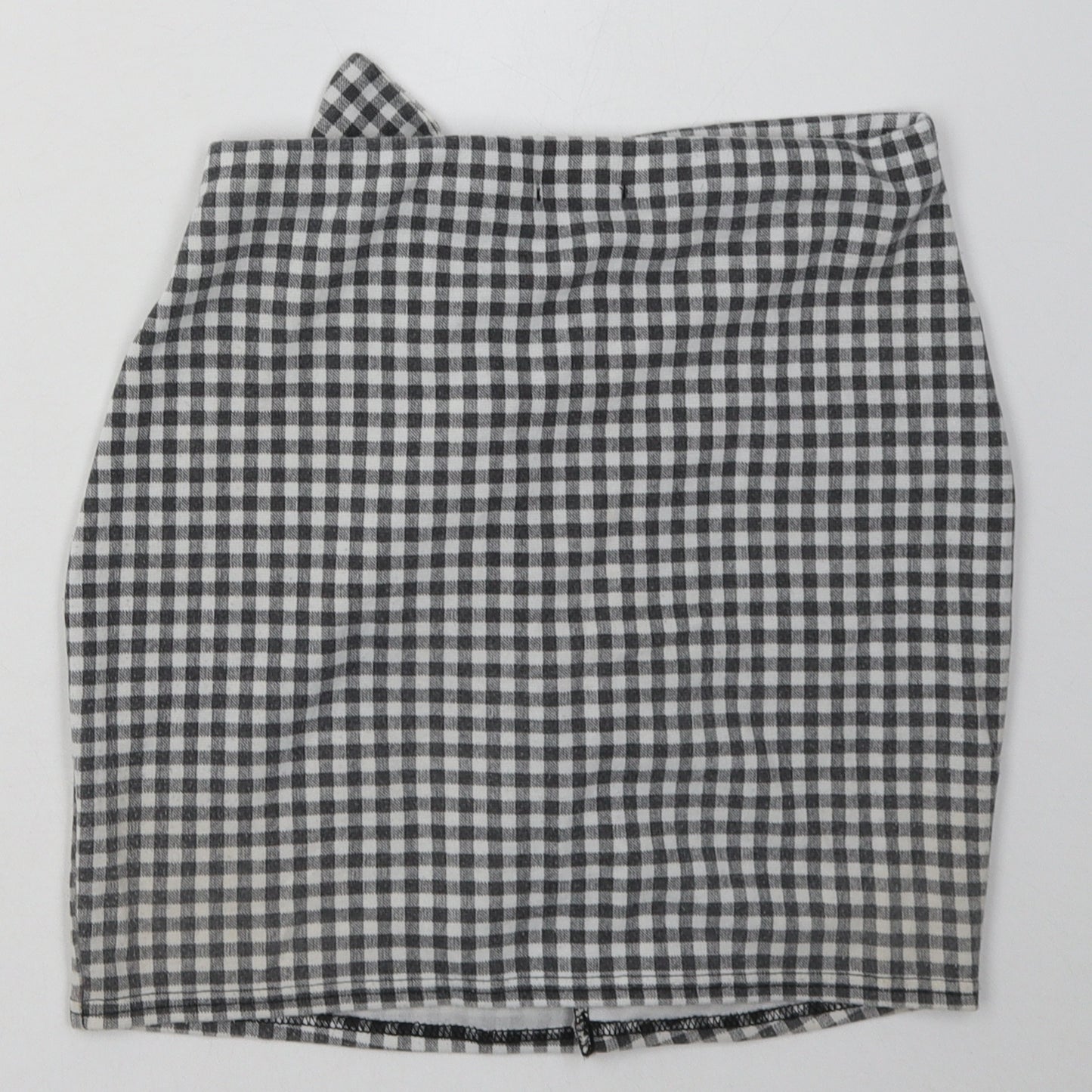 PRETTYLITTLETHING Womens Grey Check Polyester A-Line Skirt Size 10