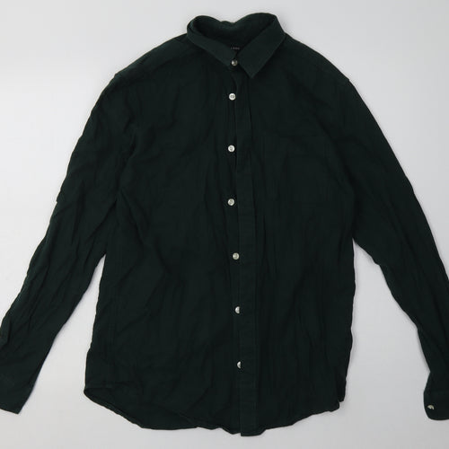 New Look Mens Green  Cotton  Button-Up Size M Collared Button