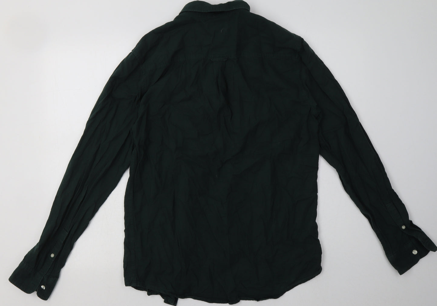 New Look Mens Green  Cotton  Button-Up Size M Collared Button