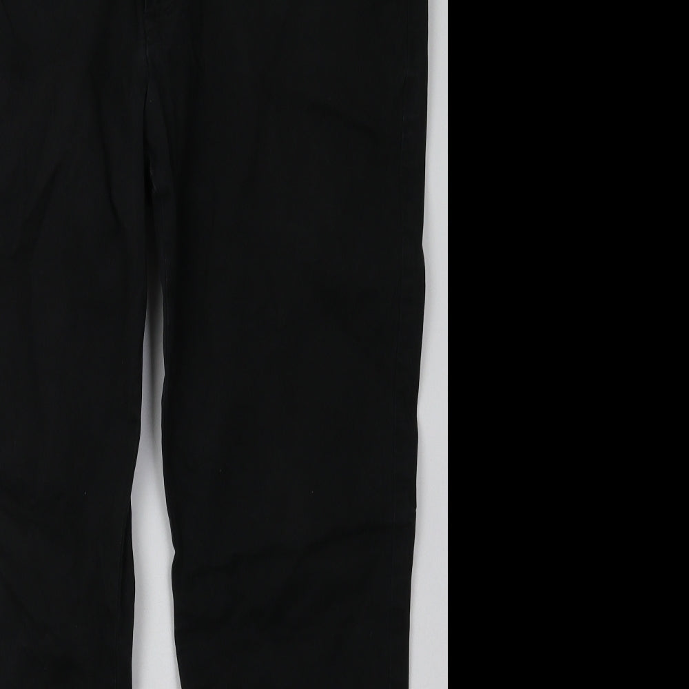 Marks and Spencer Mens Black  Cotton Chino Trousers Size 38 L31 in Regular Button