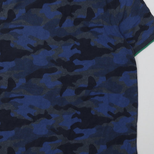 F&F Boys Blue Camouflage Cotton Basic Polo Size 13-14 Years Collared Button