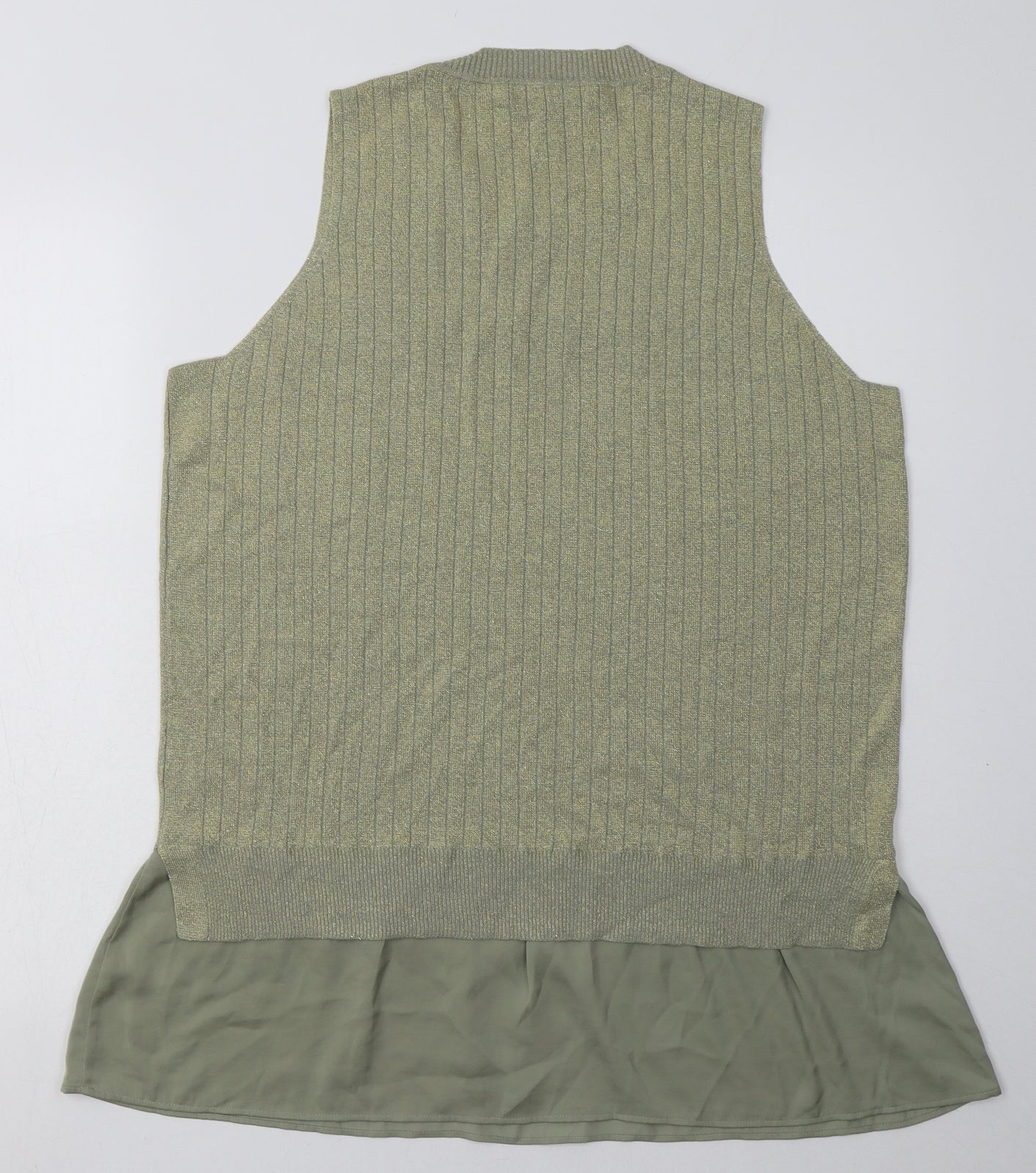 NEXT Womens Gold  Viscose Basic Tank Size L Crew Neck