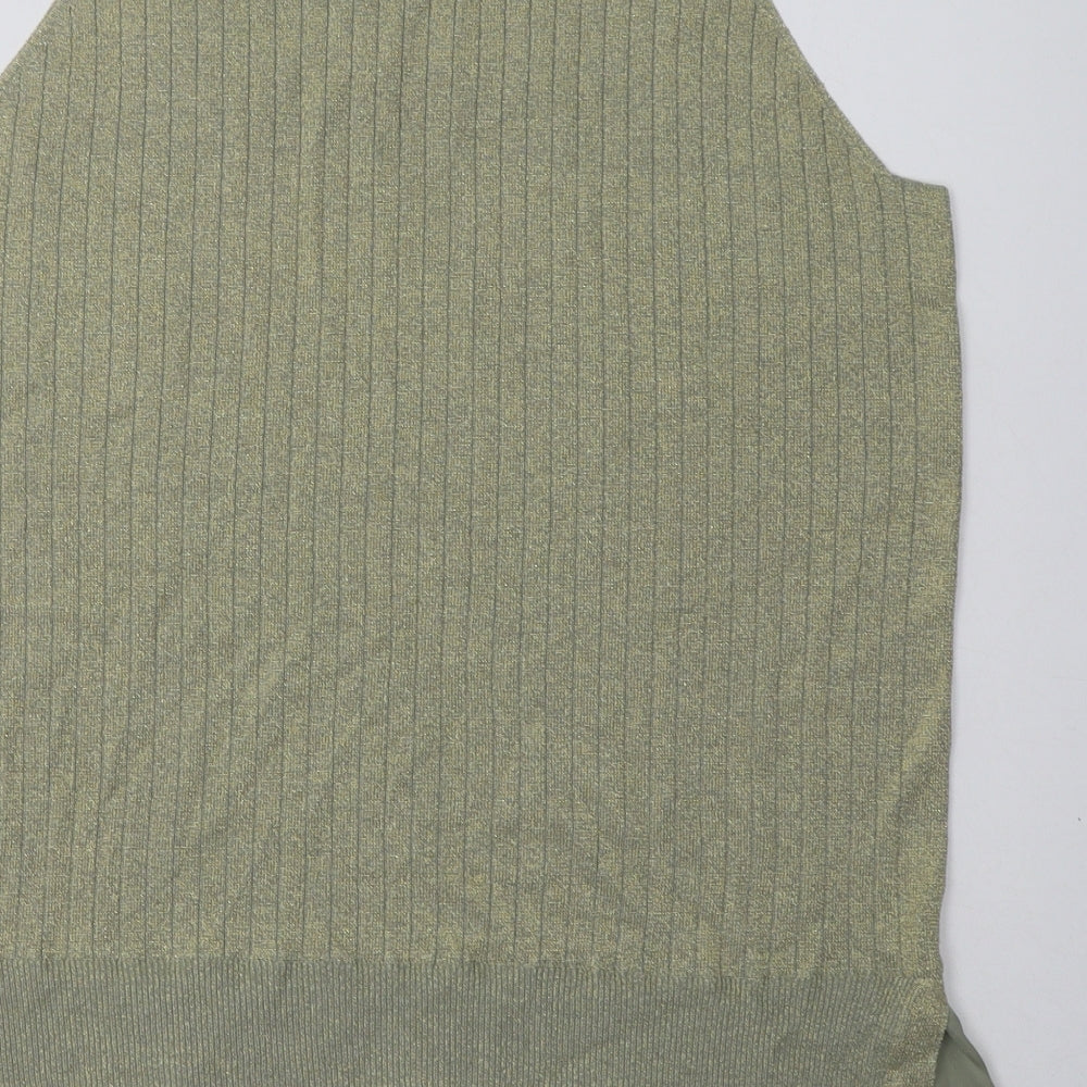 NEXT Womens Gold  Viscose Basic Tank Size L Crew Neck