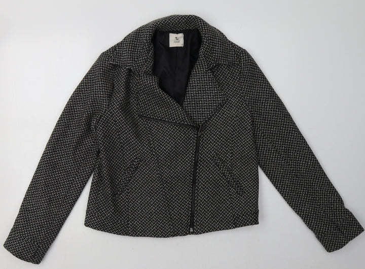 sainsburys Womens Black Geometric  Jacket  Size 14  Zip
