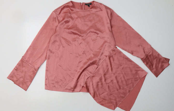 Topshop Womens Pink  Polyester Basic Blouse Size 8 Crew Neck