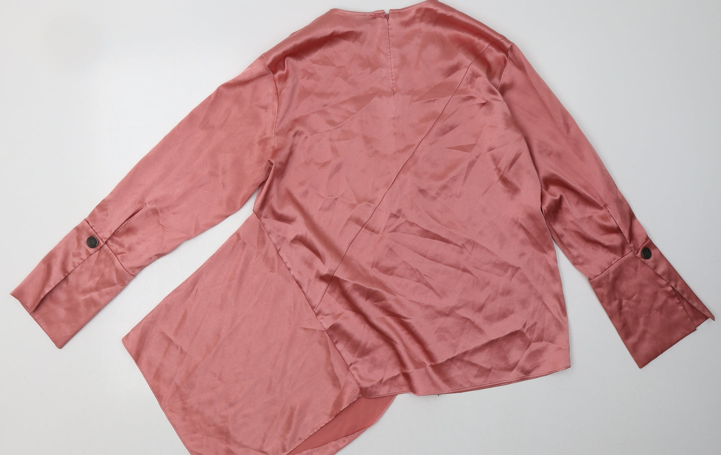 Topshop Womens Pink  Polyester Basic Blouse Size 8 Crew Neck