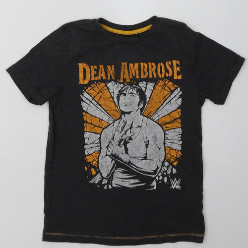 F&F Boys Grey  Polyester Basic T-Shirt Size 7-8 Years Crew Neck Pullover - dean ambrose