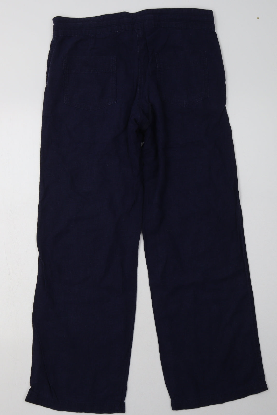 NEXT Womens Blue  Linen Trousers  Size 10 L30 in Regular Button