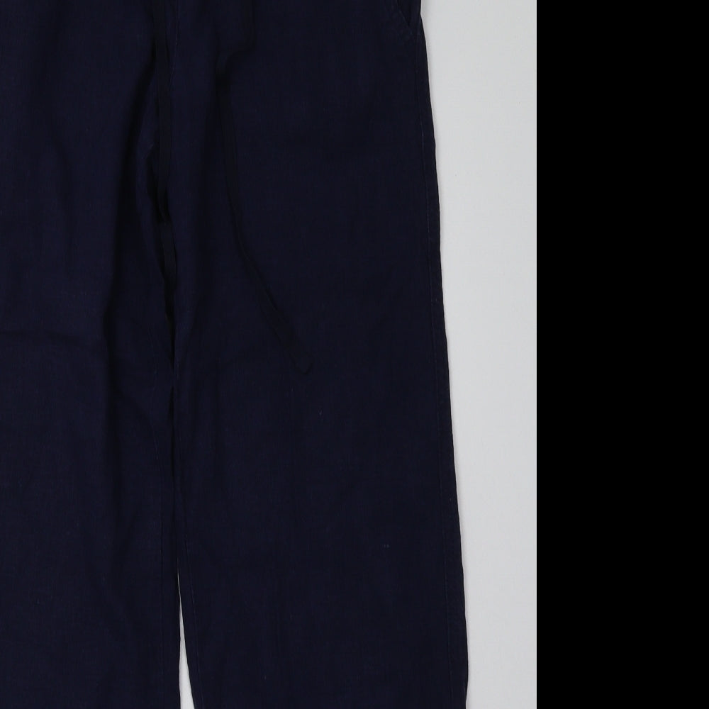 NEXT Womens Blue  Linen Trousers  Size 10 L30 in Regular Button