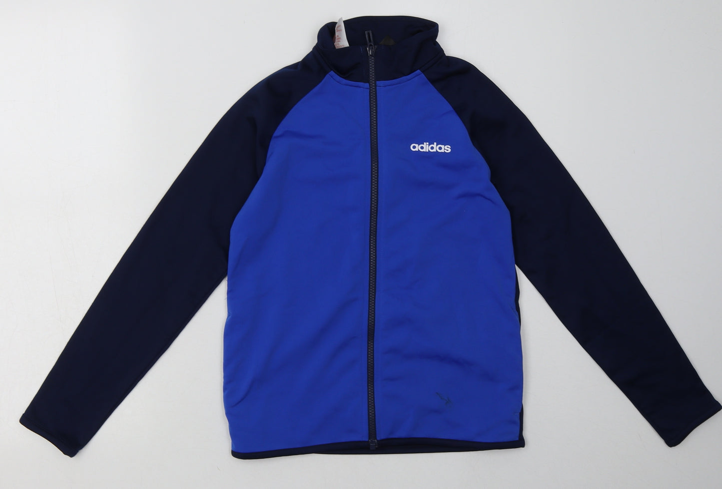 adidas Boys Blue Striped Polyester Full Zip Sweatshirt Size 9-10 Years  Zip