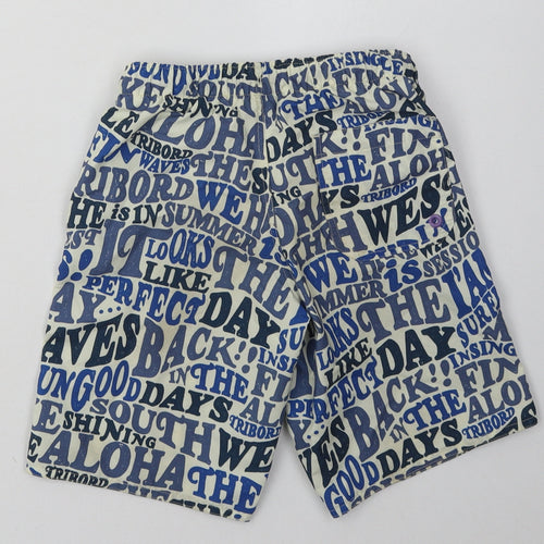DECATHLON Boys Blue Geometric Polyester Sweat Shorts Size 8 Years  Regular Tie