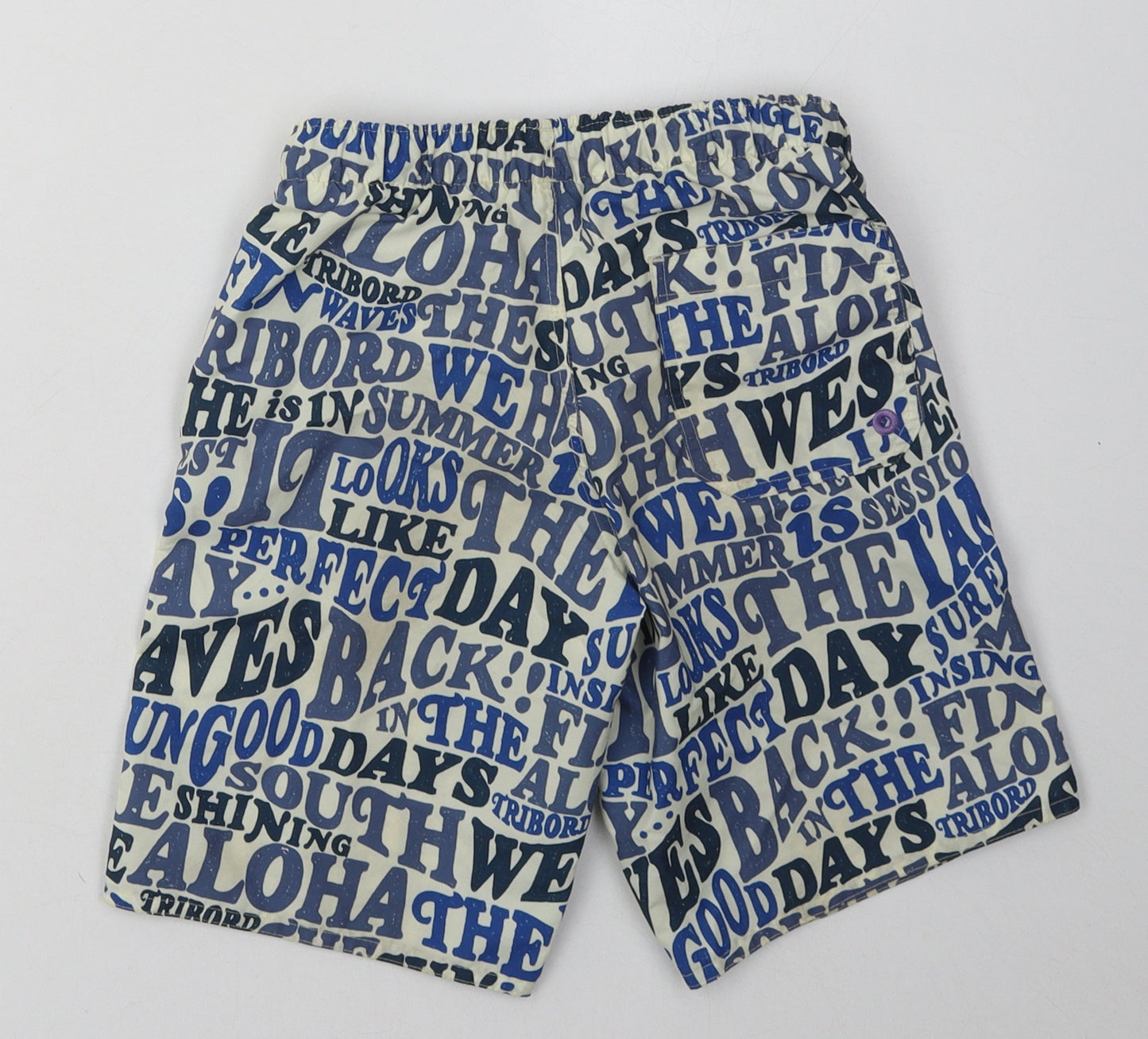 DECATHLON Boys Blue Geometric Polyester Sweat Shorts Size 8 Years  Regular Tie