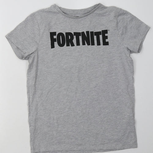 Primark Womens Grey  Coir Basic T-Shirt Size L Crew Neck - Fortnite
