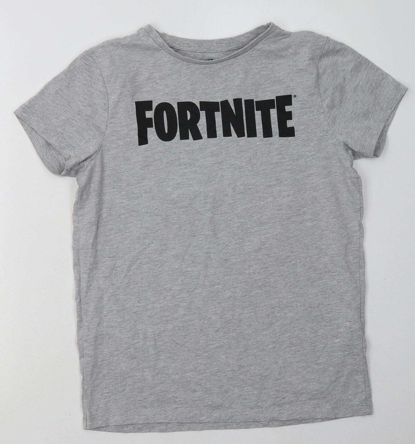 Primark Womens Grey  Coir Basic T-Shirt Size L Crew Neck - Fortnite