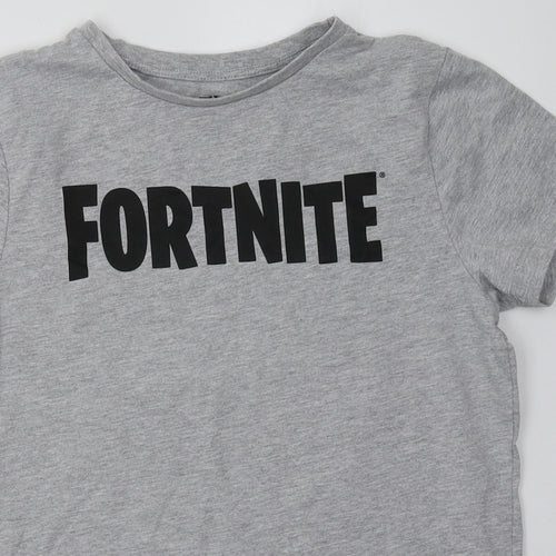 Primark Womens Grey  Coir Basic T-Shirt Size L Crew Neck - Fortnite