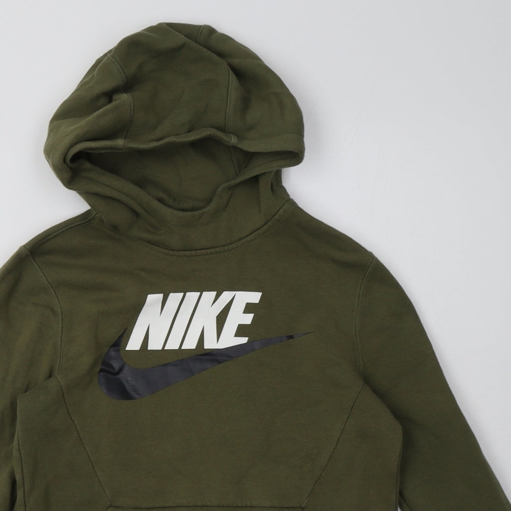 Nike Boys Green  Cotton Pullover Hoodie Size 9-10 Years  Pullover