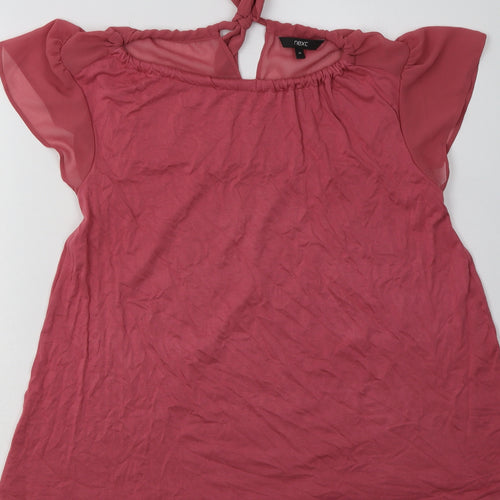 NEXT Womens Pink  Viscose Basic T-Shirt Size 10 Crew Neck