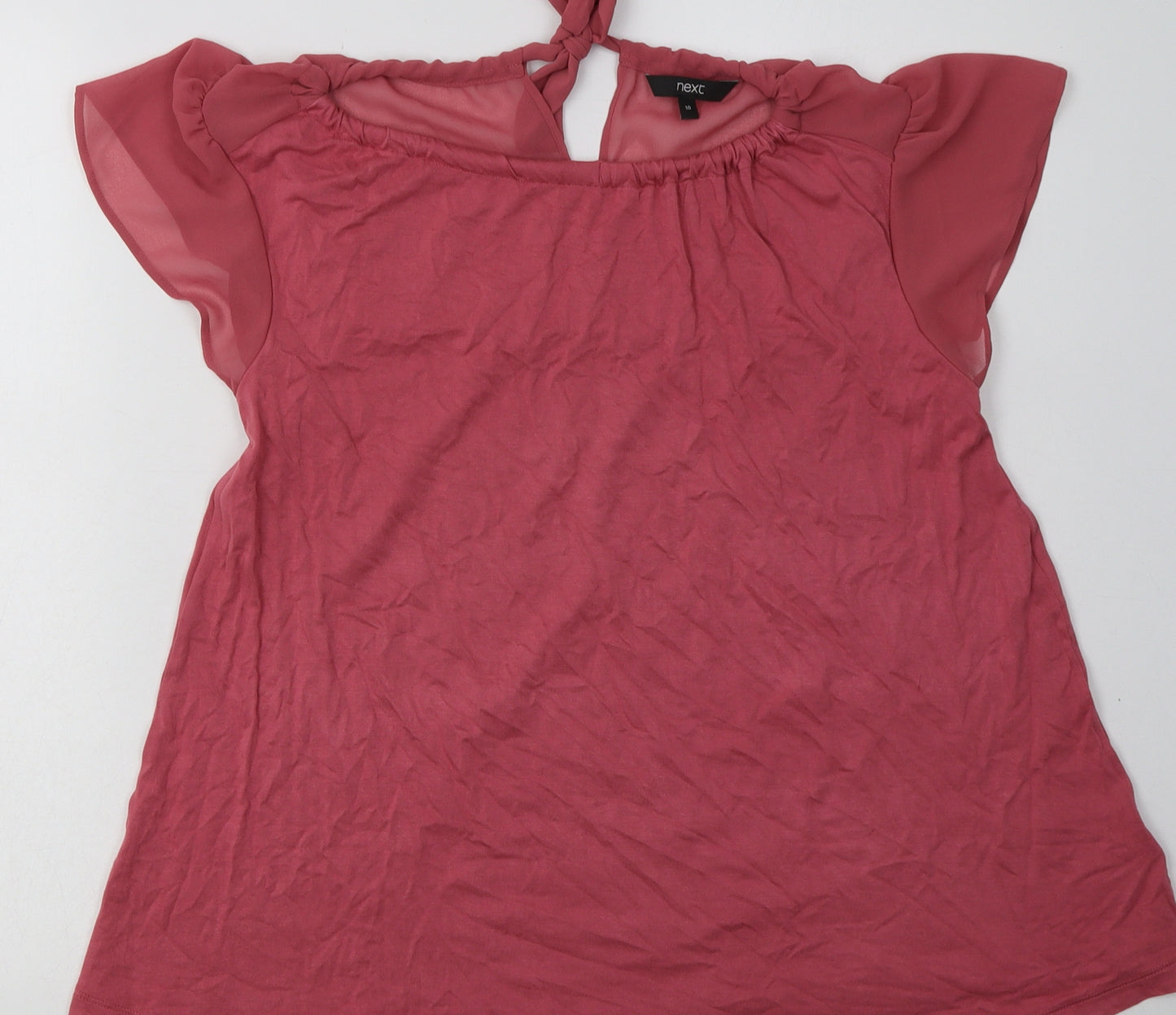 NEXT Womens Pink  Viscose Basic T-Shirt Size 10 Crew Neck
