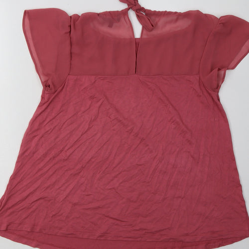 NEXT Womens Pink  Viscose Basic T-Shirt Size 10 Crew Neck