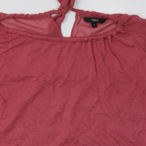 NEXT Womens Pink  Viscose Basic T-Shirt Size 10 Crew Neck