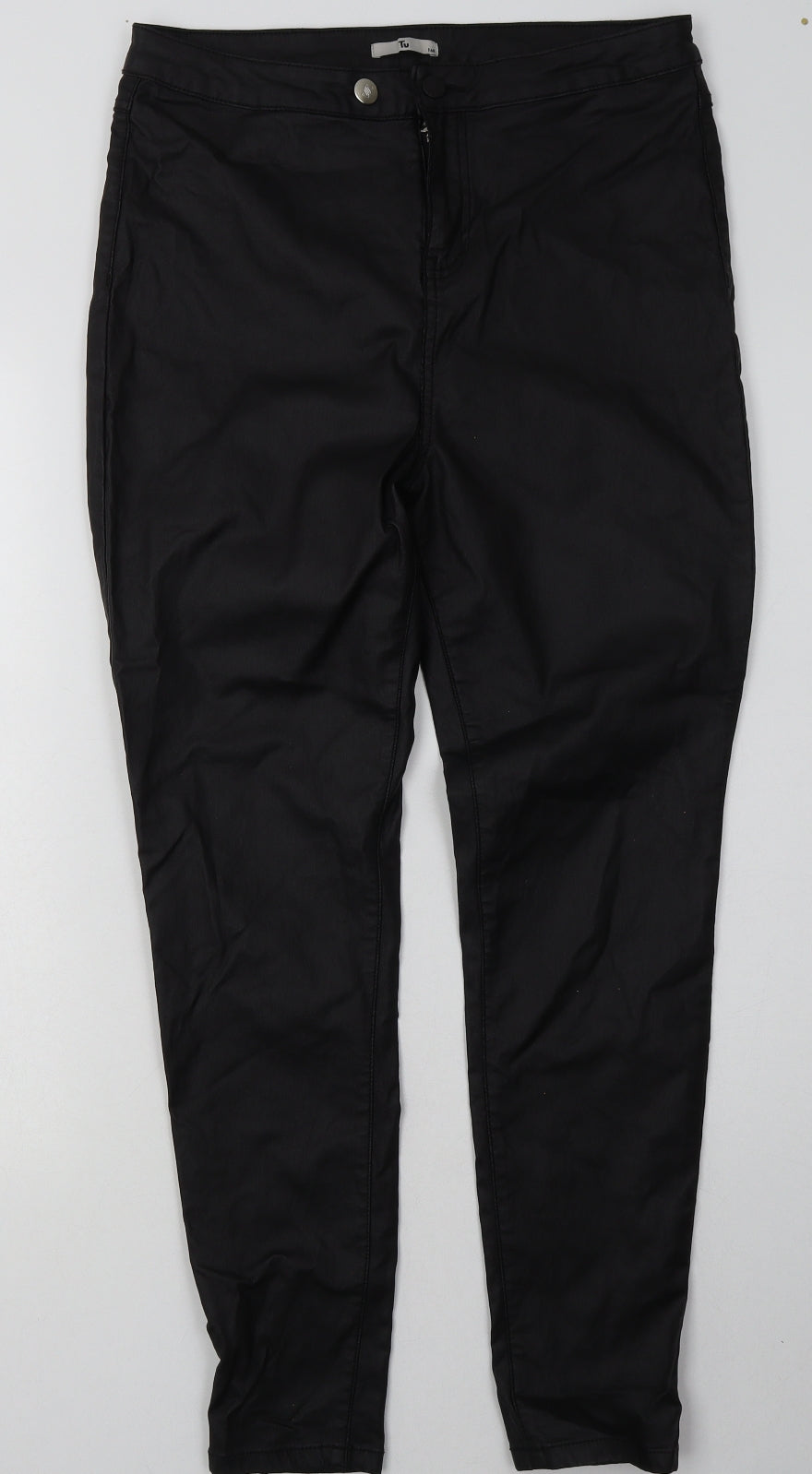 sainsburys Womens Black  Polyamide Skinny Jeans Size 16 L32 in Regular Button - leather jeans