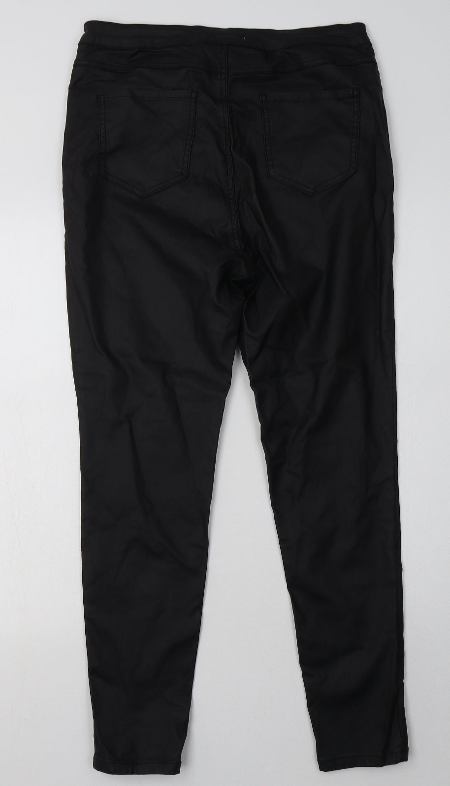 sainsburys Womens Black  Polyamide Skinny Jeans Size 16 L32 in Regular Button - leather jeans