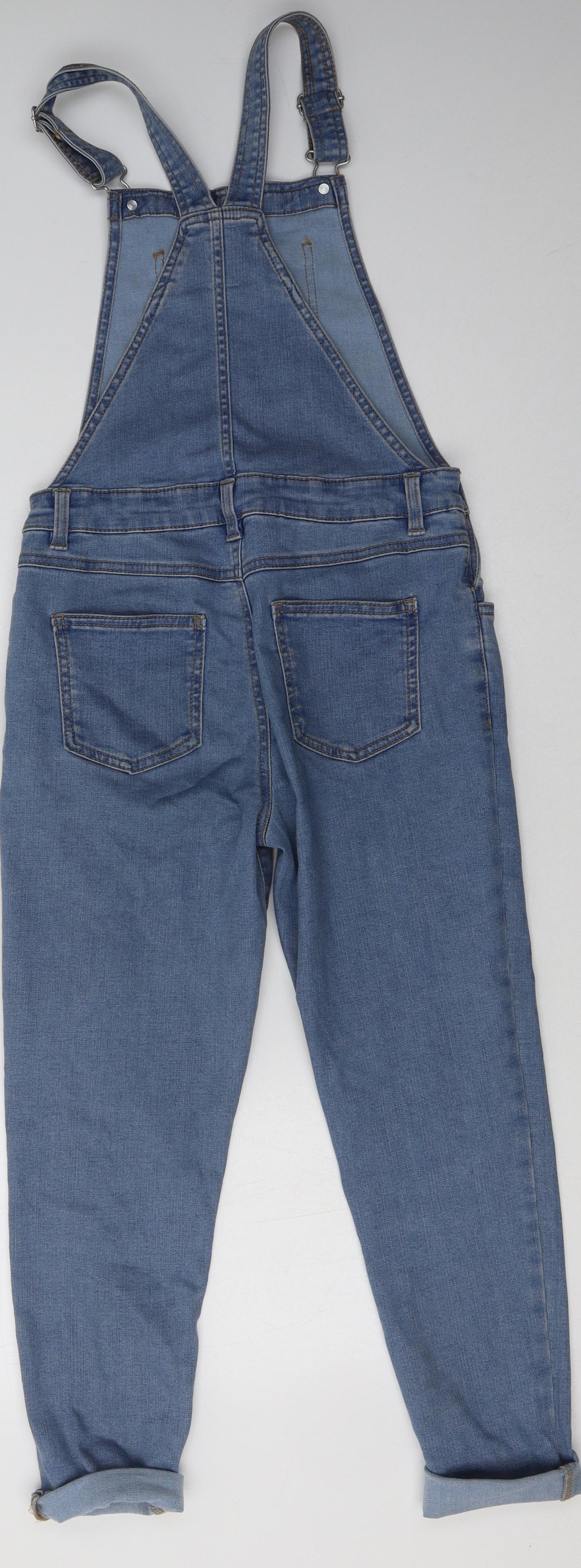 Primark Girls Blue  Cotton Dungaree One-Piece Size 11-12 Years  Button