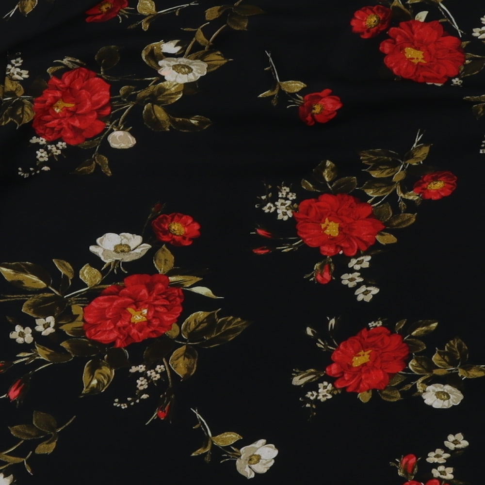 Dorothy Perkins Womens Black Floral Polyester Basic Blouse Size 12 V-Neck