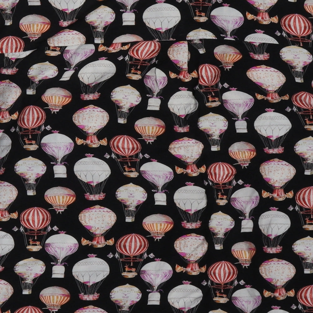 sainsburys Womens Black Geometric Viscose Basic Button-Up Size 18 Collared