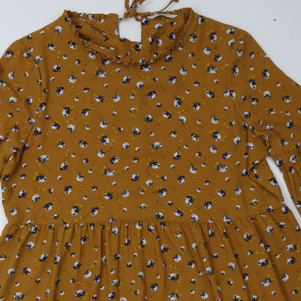 George Womens Brown Floral Polyester A-Line  Size 18  Crew Neck Tie