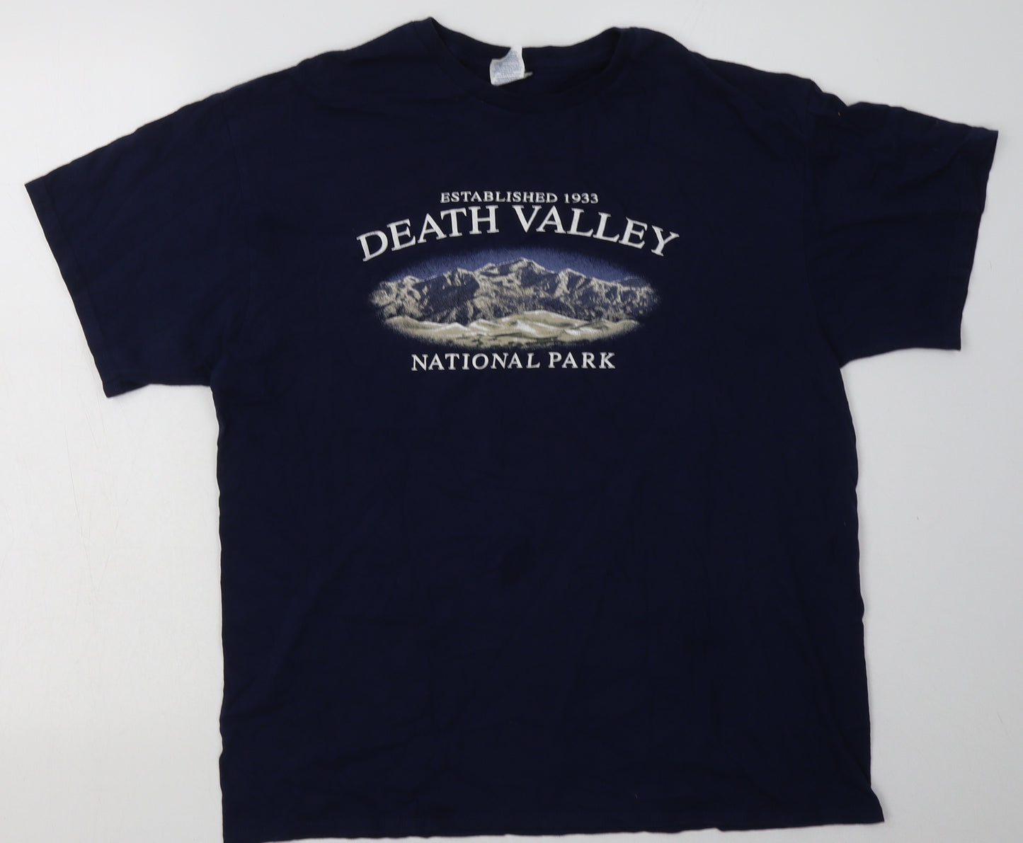 Delta Mens Blue  Cotton  T-Shirt Size L Crew Neck  - death valley