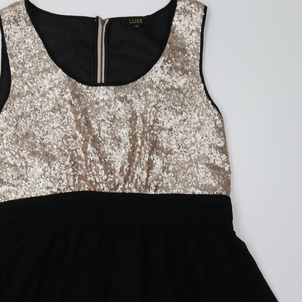 Dorothy Perkins Womens Gold  Polyester A-Line  Size 20  Scoop Neck Zip