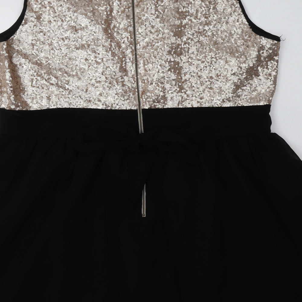 Dorothy Perkins Womens Gold  Polyester A-Line  Size 20  Scoop Neck Zip