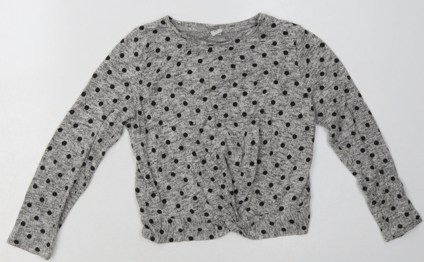 sainsburys Girls Grey Polka Dot Viscose Basic Casual Size 8 Years Crew Neck Pullover