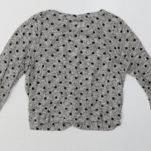 sainsburys Girls Grey Polka Dot Viscose Basic Casual Size 8 Years Crew Neck Pullover