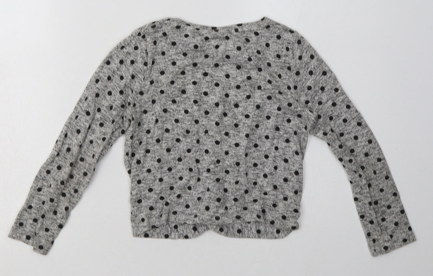sainsburys Girls Grey Polka Dot Viscose Basic Casual Size 8 Years Crew Neck Pullover