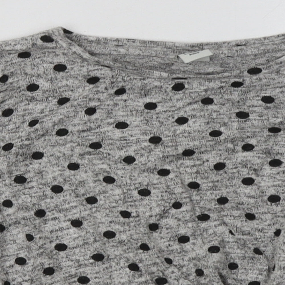 sainsburys Girls Grey Polka Dot Viscose Basic Casual Size 8 Years Crew Neck Pullover