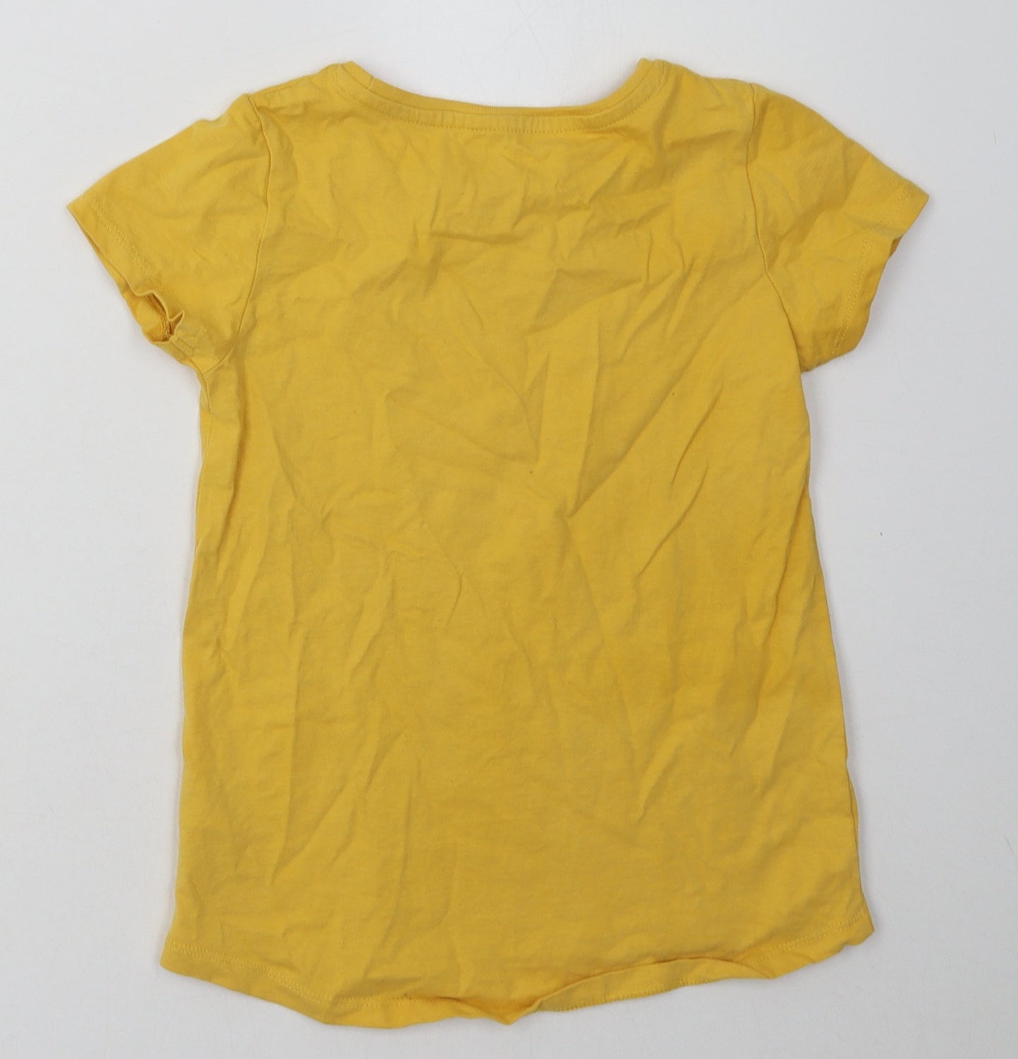 Nutmeg Girls Yellow  Cotton Basic T-Shirt Size 9-10 Years Crew Neck Pullover - hulacorn
