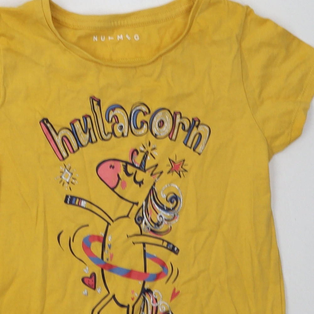 Nutmeg Girls Yellow  Cotton Basic T-Shirt Size 9-10 Years Crew Neck Pullover - hulacorn