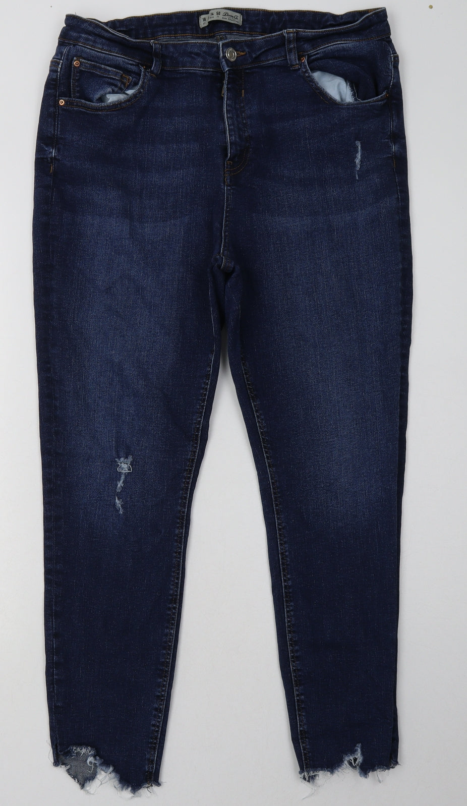 Primark Womens Blue  Cotton Skinny Jeans Size 18 L30 in Regular Button