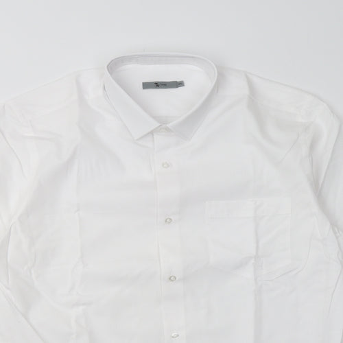 sainsburys Mens White  Cotton  Button-Up Size 15.5 Collared Button