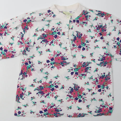 Casual Woman Womens Pink Floral Cotton Basic T-Shirt Size 12 Halter