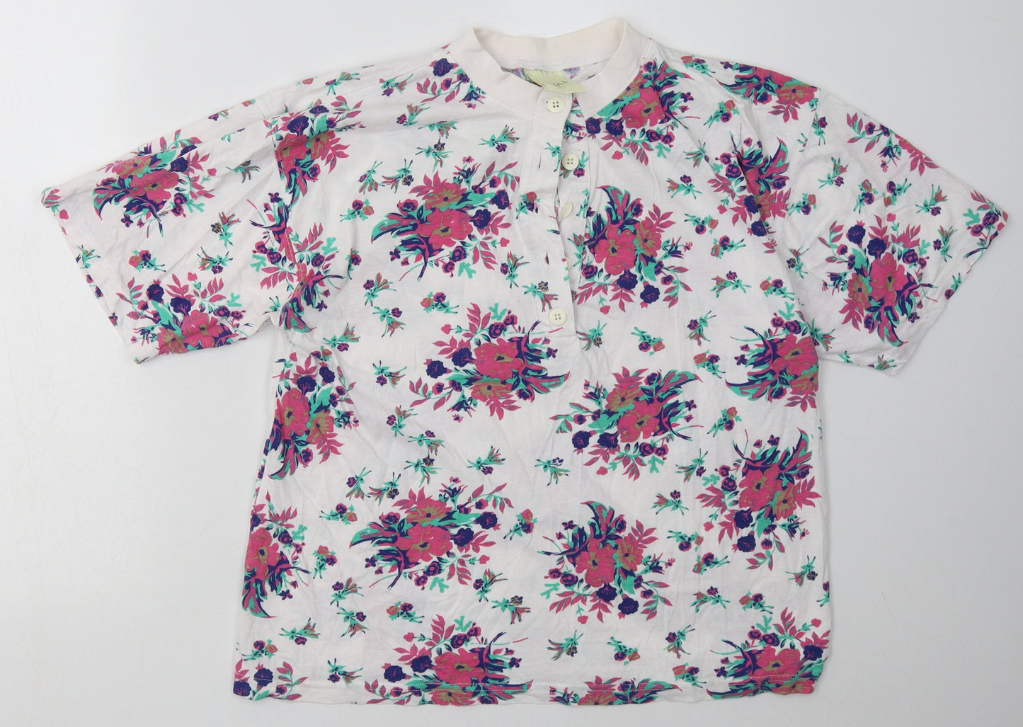 Casual Woman Womens Pink Floral Cotton Basic T-Shirt Size 12 Halter