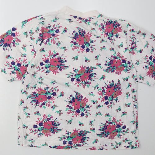 Casual Woman Womens Pink Floral Cotton Basic T-Shirt Size 12 Halter