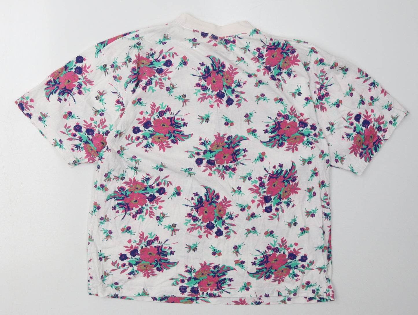Casual Woman Womens Pink Floral Cotton Basic T-Shirt Size 12 Halter