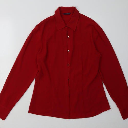 Debenhams Womens Red  Polyester Basic Button-Up Size 12 Collared