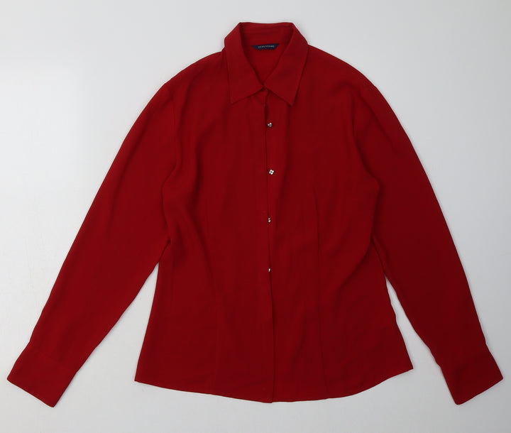 Debenhams Womens Red  Polyester Basic Button-Up Size 12 Collared