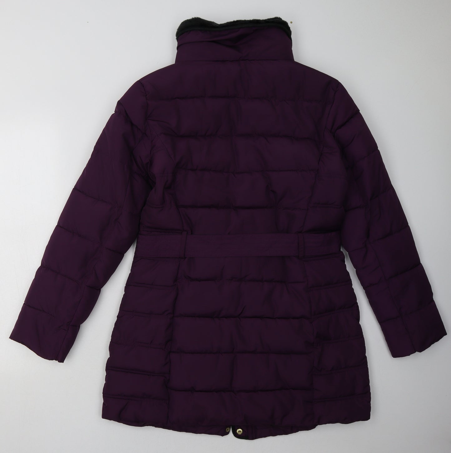 Sainsburys Womens Purple   Overcoat Coat Size 14  Zip - belted