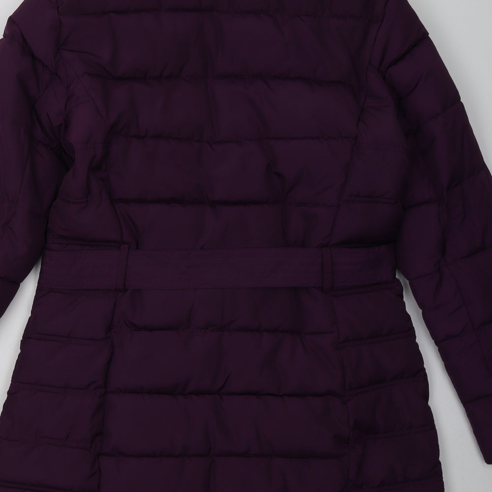 Sainsburys Womens Purple   Overcoat Coat Size 14  Zip - belted